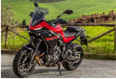 Rotes Motorrad im Grünen